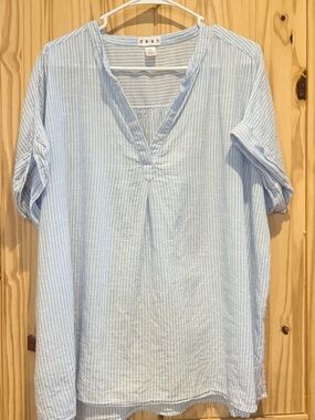 Light Blue Striped Men's Casual Button-Down Shirt